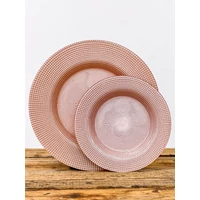 Kép 2/2 - Perge lapos üvegtányér 28 cm rózsaszínezüst átmérő: 28 cm 1