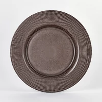 Kép 1/2 - Perge lapos üvegtányér 28 cm taupeezüst átmérő: 28 cm
