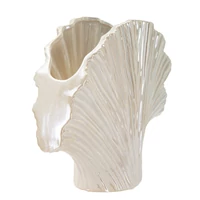 Kép 3/7 - Perly váza ginko biloba levél alakú gyöngy fehér 35,5x11,5x27 cm 1
