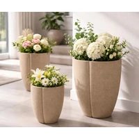Kép 2/8 - Peru kültéri váza szett 3db-os szett szürke Ø 43X47-36X41,5-30,5X34,5 cm 6