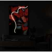 Kép 4/10 - Pillangó falikép LED fénnyel vászonra nyomtattva kerettel 60X3,5X90 cm  8