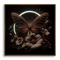 Kép 8/9 - Pillangó virágokkal LED fénnyel falikép lakkozott vászonra nyomtattva kerettel 50X4X50 cm 4