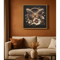 Kép 2/9 - Pillangó virágokkal LED fénnyel falikép lakkozott vászonra nyomtattva kerettel 50X4X50 cm 6