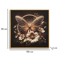 Kép 4/9 - Pillangó virágokkal LED fénnyel falikép lakkozott vászonra nyomtattva kerettel 50X4X50 cm 8