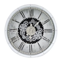 Kép 1/5 - Retro nagyméretű falióra mozgó fogaskerekekkel Fehér 72x8x72 cm