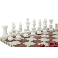 Kép 6/11 - Sakktábla készlet piros/fehér 61x61x14 cm 2