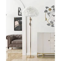 Kép 6/7 - Slim állólámpa tollakkal arany/fehér ø 50x165 cm