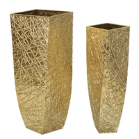 Kép 1/8 - Squer váza pár arany 34x34x90-25x25x78 cm