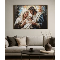 Kép 7/7 - Szent család falikép lakkozott vászonra nyomtattva kerettel 102X4X72 cm 5