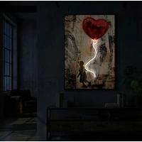Kép 4/9 - Szívecskés lufis falikép LED fénnyel vászonra nyomtattva kerettel 60X3,5X90 cm 7