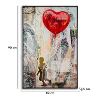 Kép 5/9 - Szívecskés lufis falikép LED fénnyel vászonra nyomtattva kerettel 60X3,5X90 cm 8