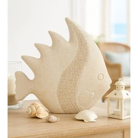 Kép 7/7 - Tengeri hal figura homokkő textúra bézsszín -a- 25,3X8,6X24,5 cm 5