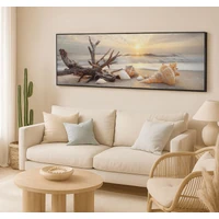 Kép 7/7 - Tengerparti naplemente falikép vászonra nyomtattva lakkozott kerettel -B- 152X4X52 cm 5