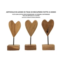 Kép 4/10 - Tölgyfa szív alakú szobor barna 10x10x25 cm 6