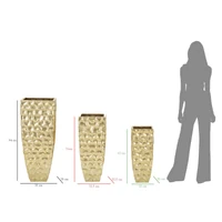 Kép 2/7 - Tris váza fémből 3 db-os szett arany 38x38x94-30,5x30,5x76-23x23x63 cm 6