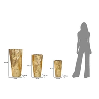 Kép 7/7 - Tris váza fémből 3 db-os szett arany ø 41x39x83-32x31x67-23x25x49 cm