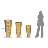 Kép 8/8 - Tris váza fémből 3 db-os szett arany ø 48x110-40x93-33x77 cm