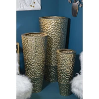 Kép 6/7 - Tris váza fémből 3 db-os szett arany ø 50,8x114,9-40x92,7-29,8x70,5 cm