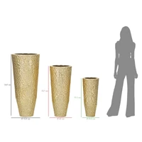 Kép 7/7 - Tris váza fémből 3 db-os szett arany ø 50,8x114,9-40x92,7-29,8x70,5 cm