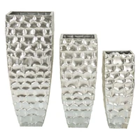 Kép 1/9 - Tris váza fémből 3 db-os szett ezüst ø 38,1x90,8-30,5x75,6-24,8x62,2 cm
