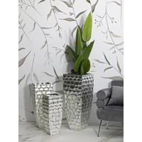 Kép 8/9 - Tris váza fémből 3 db-os szett ezüst ø 38,1x90,8-30,5x75,6-24,8x62,2 cm