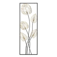 Kép 1/7 - Trópusi leveles fali dekoráció -a- arany/fekete 31x2,5x90 cm