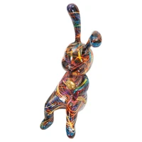 Kép 4/7 - Ülőnyúl figura pszichedelikus többszínű-B- 21,5X10X22 cm 2