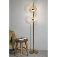 Kép 6/7 - Velence állólámpa 2 fényponntal arany/natúr ø 30x170 cm