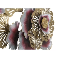 Kép 3/6 - Virágok fali dekoráció fémből arany/rózsaszín/fehér -a- 130x5,5x54 cm 2