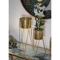 Kép 5/6 - Virágtartó állvány glamour stílusú 2db-os szett arany 21x20x46-18x18x32 cm 4