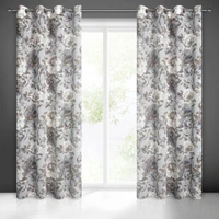 Kép 1/11 - sandra-mintas-dekor-fuggony-retro-viragokkal-feher-140-x-250-cm
