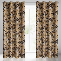 Kép 1/10 - adel-barsony-sotetito-fuggony-egzotikus-level-mintaval-fekete-arany-140-x-250-cm-