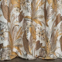 Kép 8/10 - adel-barsony-sotetito-fuggony-egzotikus-levelmintaval-feher-mustarsarga-140-x-250-cm-also-resz