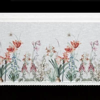 Kép 2/7 - Amarílisz mintás modern vitrázs függöny Fehér 60x150 cm 6