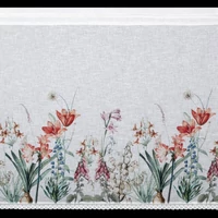 Kép 2/7 - Amarílisz mintás modern vitrázs függöny Fehér 90x150 cm 6
