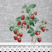 Kép 6/7 - Eper mintás modern vitrázs függöny Fehér 30x150 cm 4