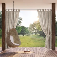 Kép 1/10 - Garden rózsa mintás vízálló kerti függöny elkötővel Púder/krémszín 155x220 cm