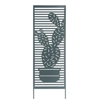 Kép 1/4 - CACTUS TRELLIS - Fém növényfuttató dekoratív kaktusz motívumokkal, khaki  0,33 x 1,20m