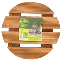 Kép 1/6 - FLORA ROLL LASURE - Kör alakú, lakkozott keményfa virágalátét, 0,30 m világosbarna
