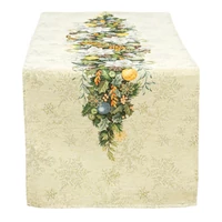 Kép 6/6 - Advent karácsonyi koszorús gobelin asztali futó 44x140 cm arany lurex 5