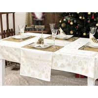Kép 3/3 - Arany lurex asztali futó gömb mintás 37x100 cm 2