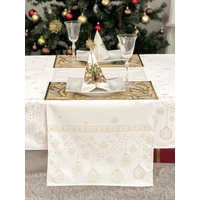 Kép 1/3 - Arany lurex asztali futó gömb mintás 44x140 cm