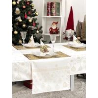 Kép 2/3 - Arany lurex asztali futó gömb mintás 44x140 cm 1