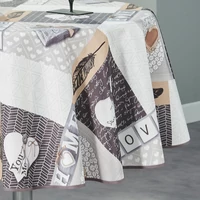 Kép 2/3 - Beige love szennytaszító kör alakú asztalterítő 160 cm 1