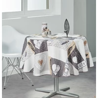 Kép 3/3 - Beige love szennytaszító kör alakú asztalterítő 160 cm 2
