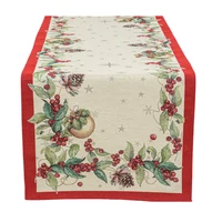 Kép 3/4 - Berry ünnepi bogyós gobelin asztali futó 44x140 cm ezüst lurex 2