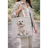 Kép 2/2 - Bichon kutyás bevásárló táska 43x42 cm 1