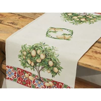 Kép 2/3 - Citromfás gobelin asztali futó piros mozaikos 37x100 cm 1
