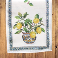 Kép 1/4 - Citromos mediterrán gobelin asztali futó 37x100 cm