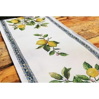 Kép 2/4 - Citromos mediterrán gobelin asztali futó 37x100 cm 1